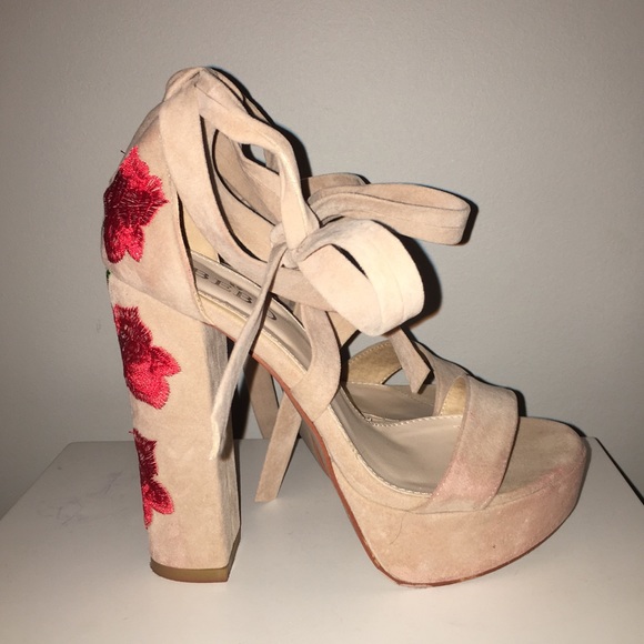 heels with roses on the back
